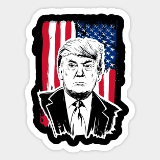 trump mugshot with american flag Sticker